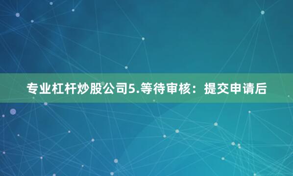 专业杠杆炒股公司5.等待审核：提交申请后