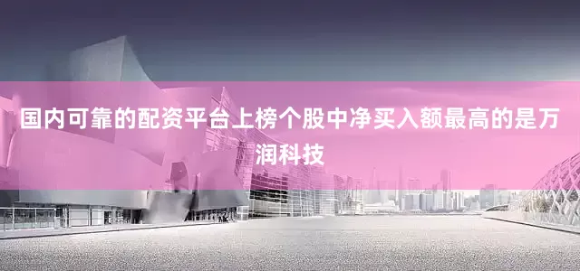 国内可靠的配资平台上榜个股中净买入额最高的是万润科技
